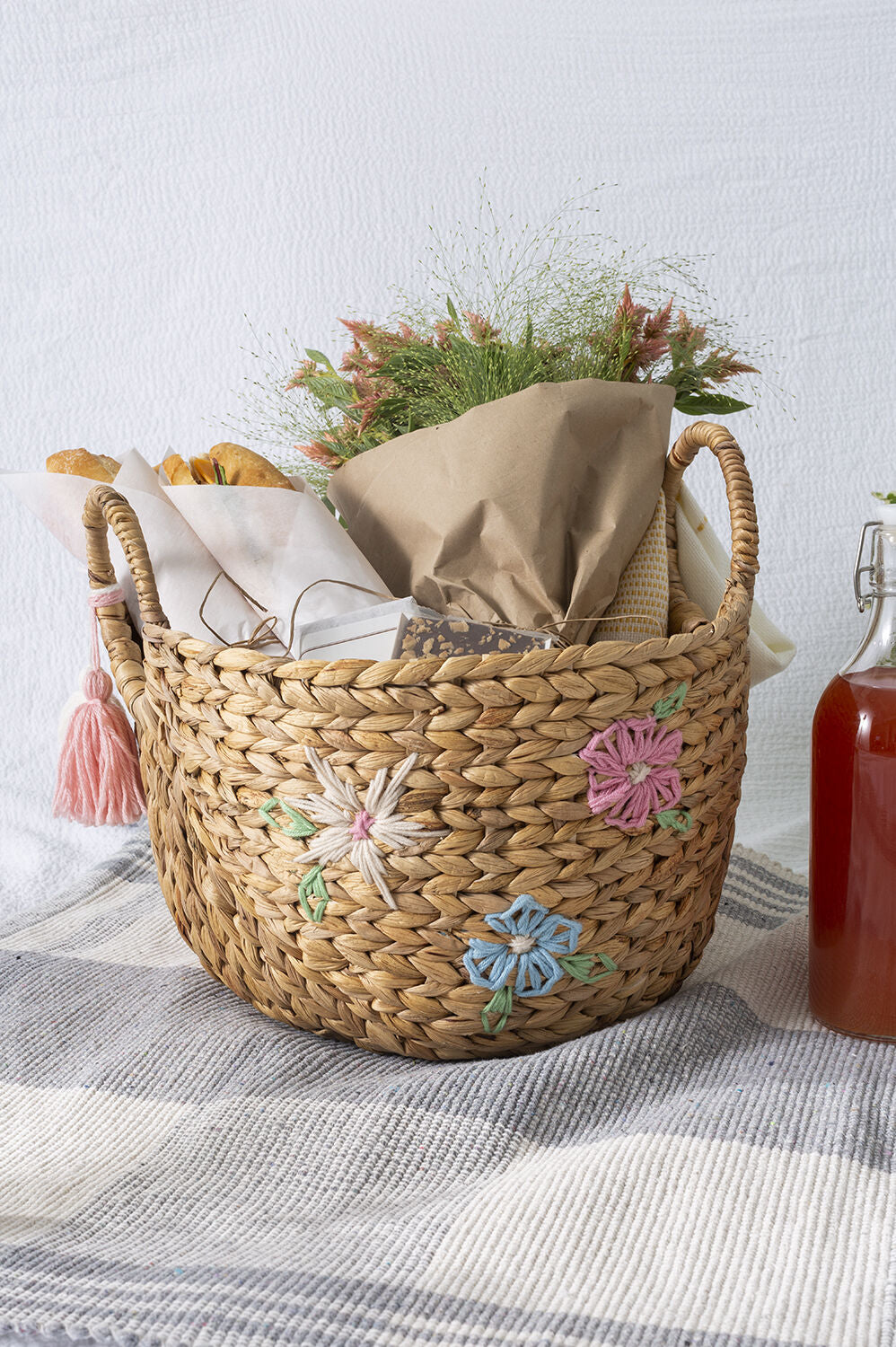 Embroidered Flower Basket