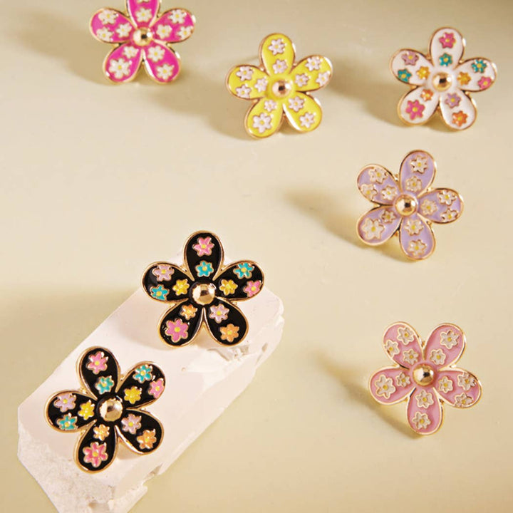 Floral Petals Enamel Post Earrings