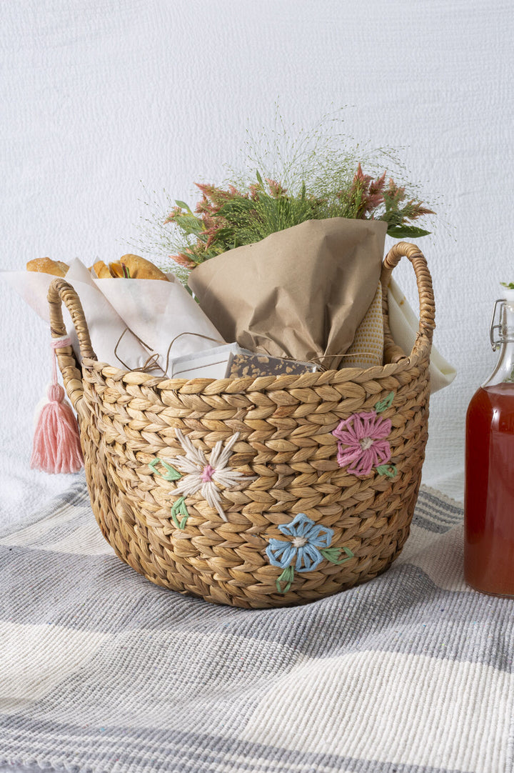 Embroidered Flower Basket
