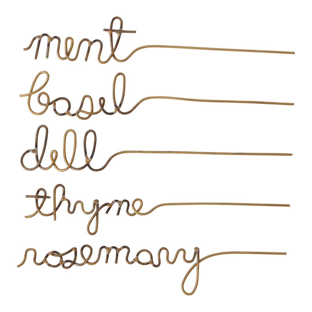 Gold Wire Herb Markers - Set of 5