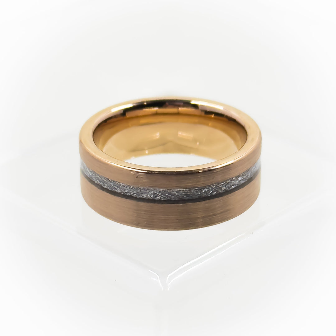 Gold Meteorite Flat Edge Fashion Ring