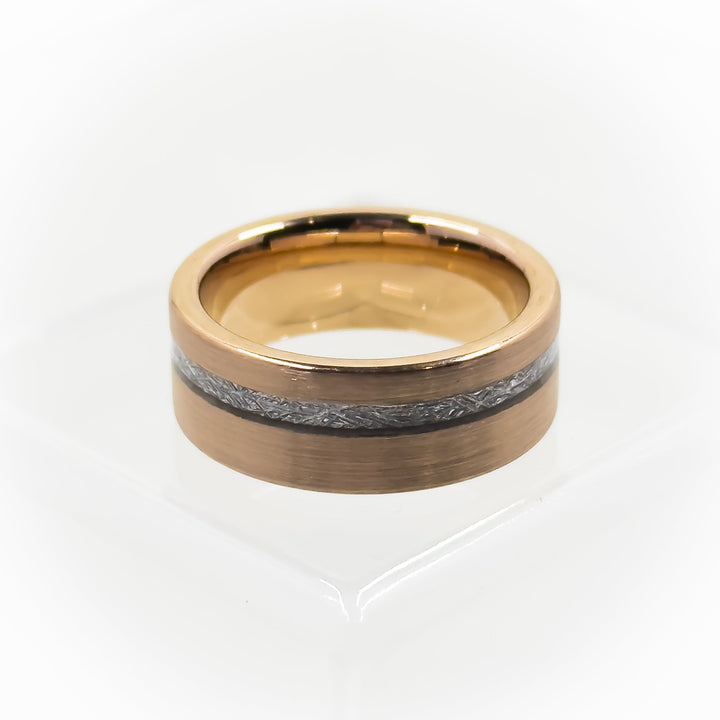 Gold Meteorite Flat Edge Fashion Ring