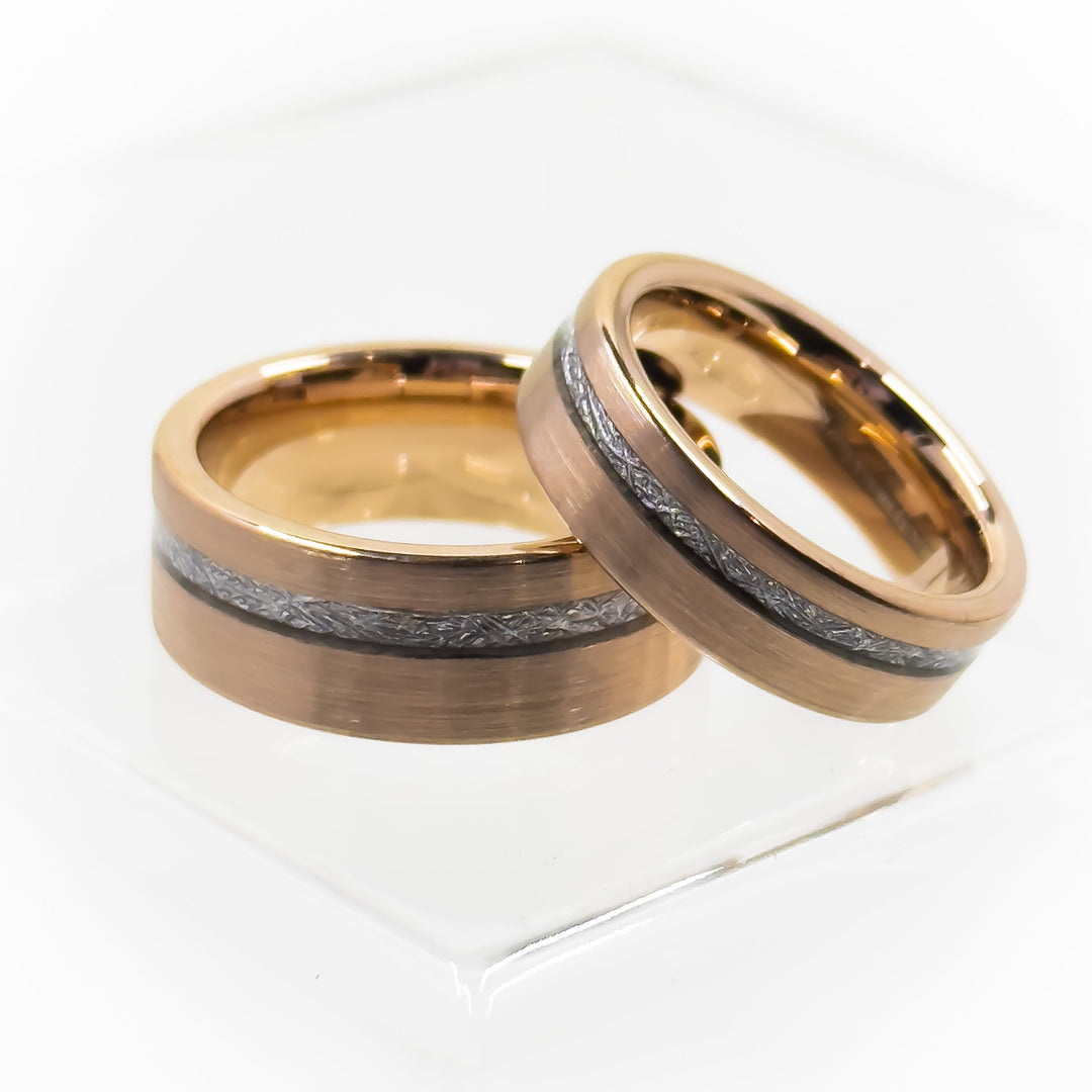 Gold Meteorite Flat Edge Fashion Ring