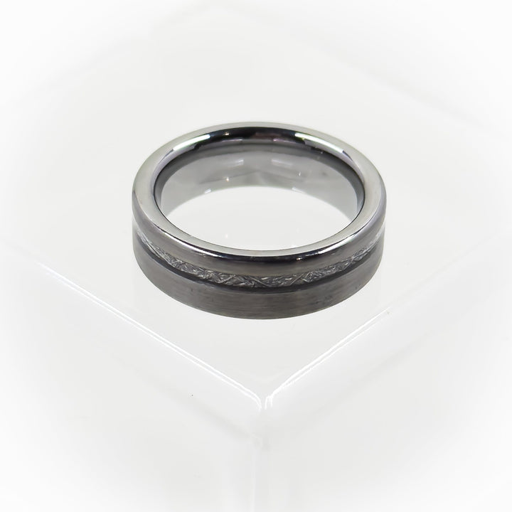 Silver Tungsten Meteorite, Flat Edge Women's Wedding Band, Promise Ring, 6mm, free engraving,  preserved rose jewelry