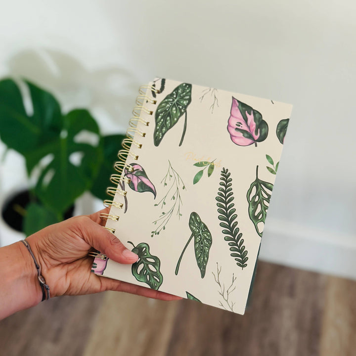 Spiral Lined Notebook - House Plants White