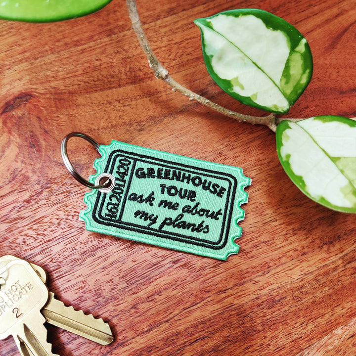Ticket to the Greenhouse Embroidered Keychain