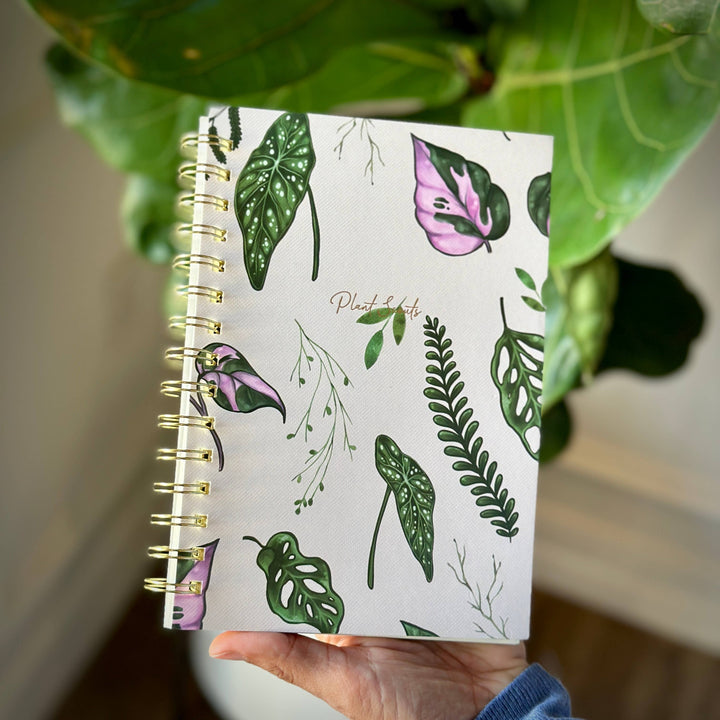 Spiral Lined Notebook - House Plants White