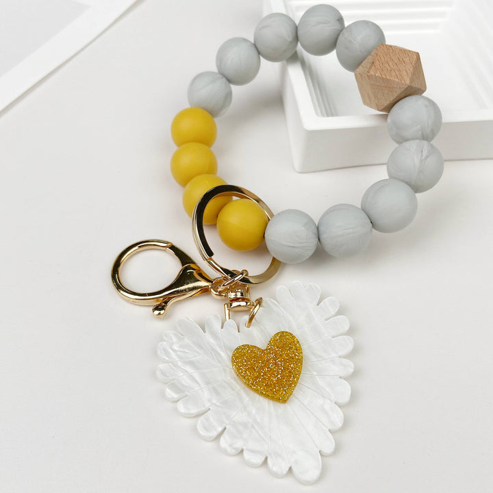 Handmade Beaded Tassel Heart Keychain Pendant