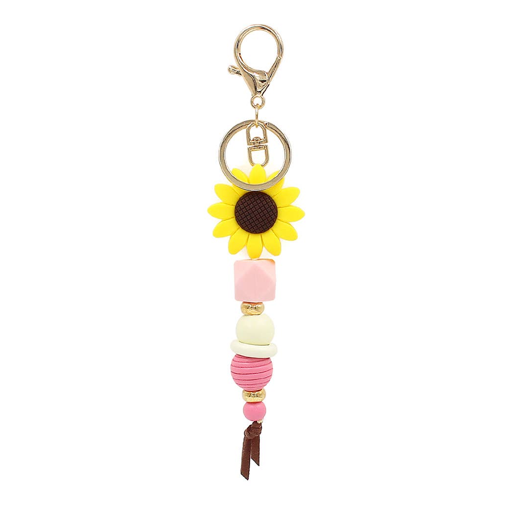 Sunflower Bead Tassel Keychain