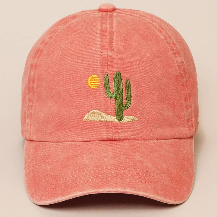 Cactus Embroidered Cotton Baseball Cap