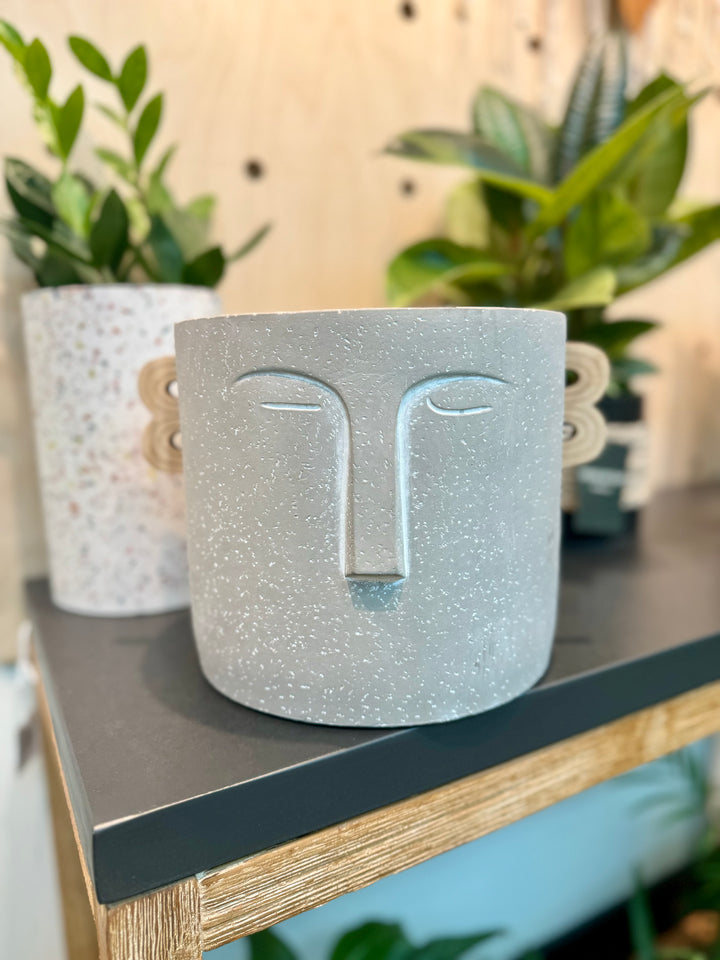 Cement Face Pot