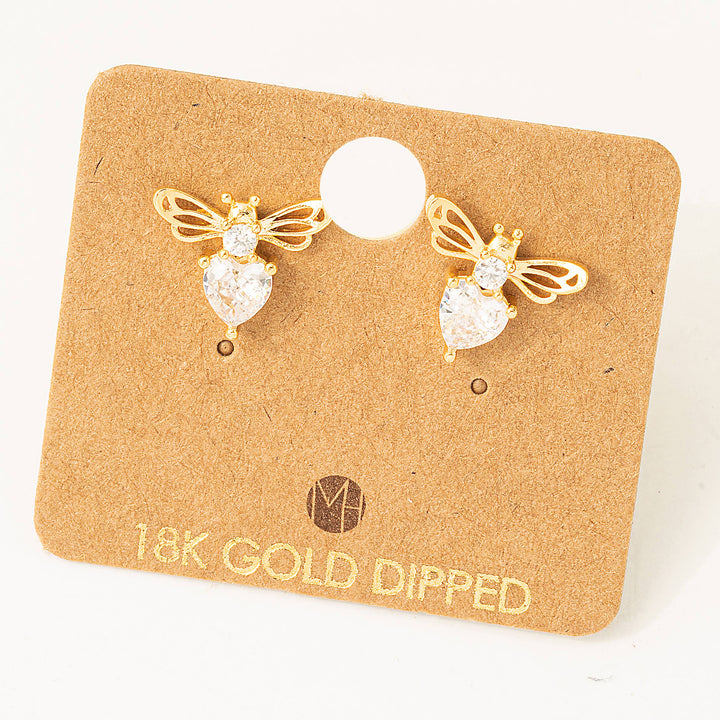 Rhinestone Bee Stud Earrings