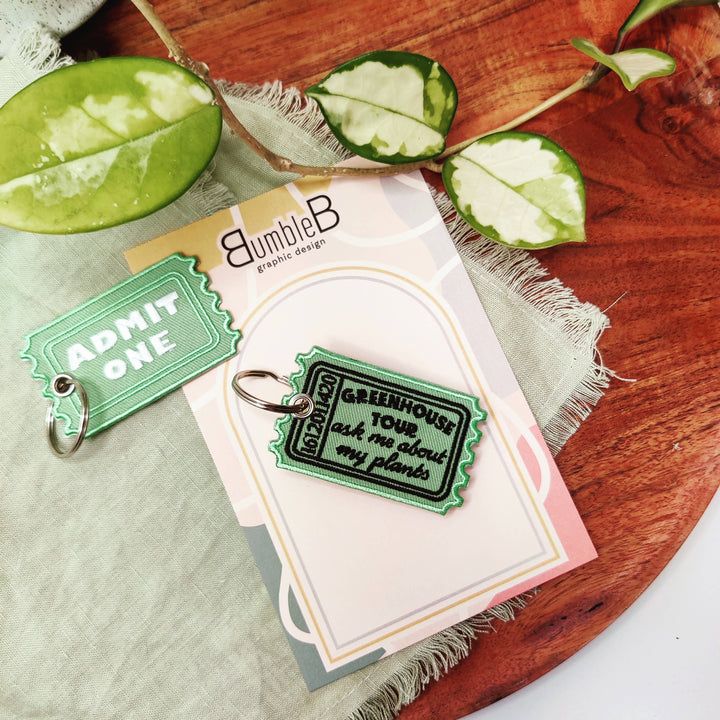Ticket to the Greenhouse Embroidered Keychain