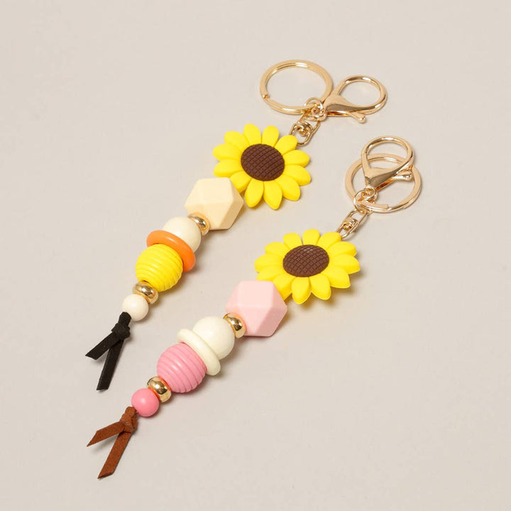 Sunflower Bead Tassel Keychain
