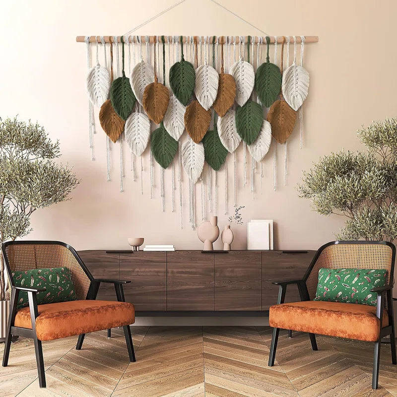 Large Macrame Woven Fall Leaves