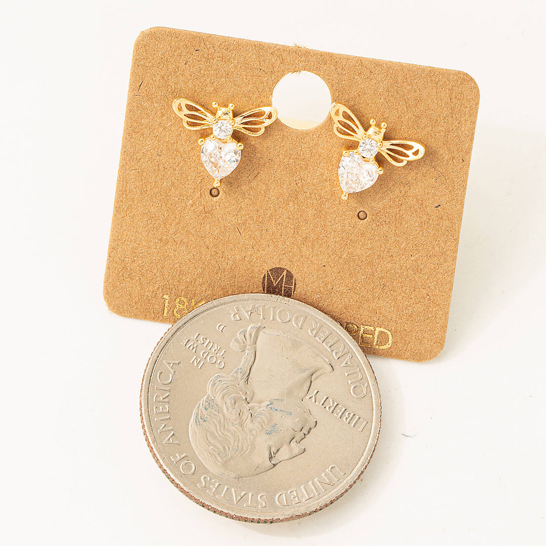 Rhinestone Bee Stud Earrings