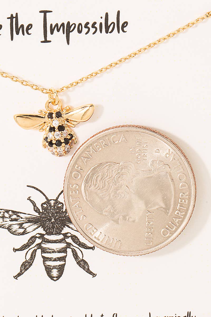 Pave Bumble Bee Charm Necklace