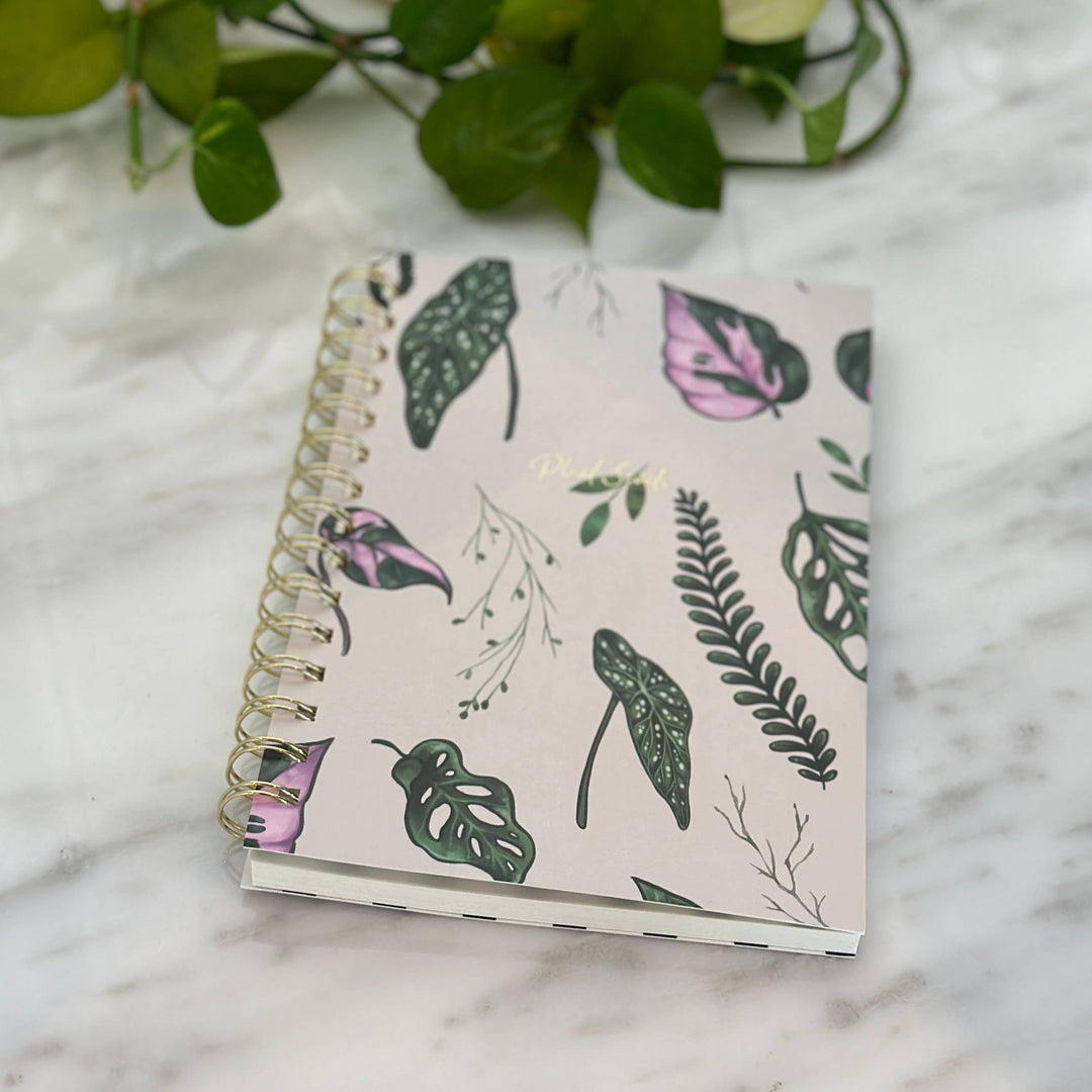 Spiral Lined Notebook - House Plants White