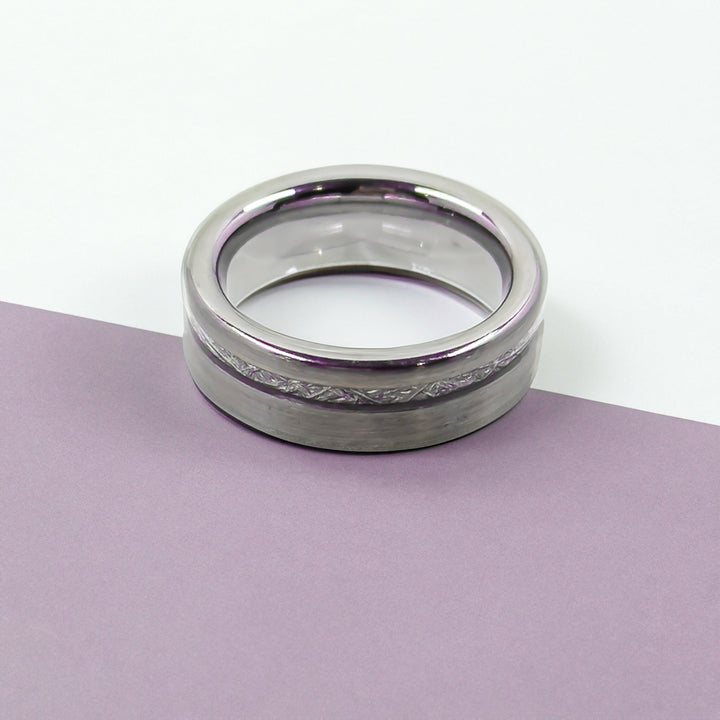 Silver Meteorite Flat Edge Fashion Ring