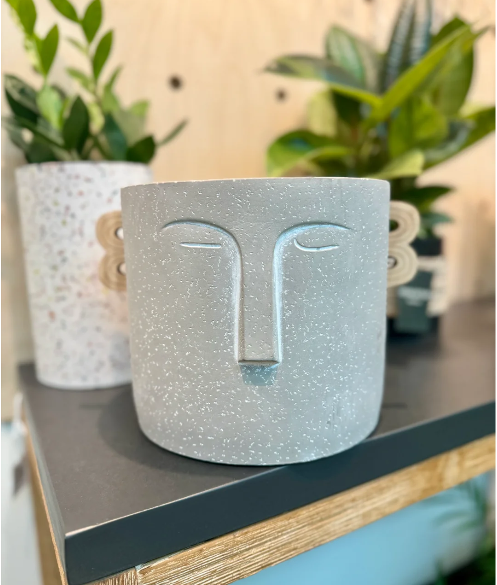 Cement Face Pot