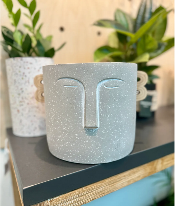 Cement Face Pot