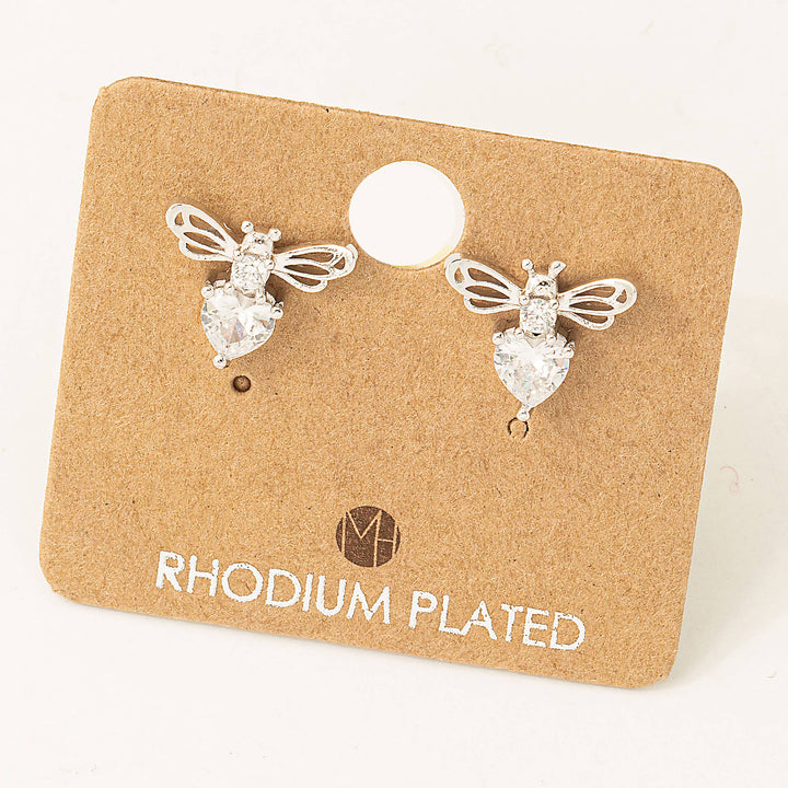 Rhinestone Bee Stud Earrings