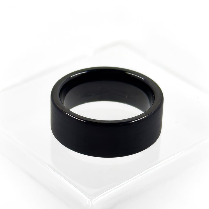 Black Tungsten, Flat Edge Men's Wedding Band / Ring, 8mm, with free laser engraving